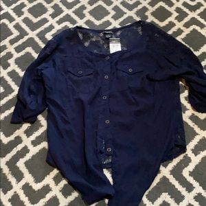 Blue blouse w lace back